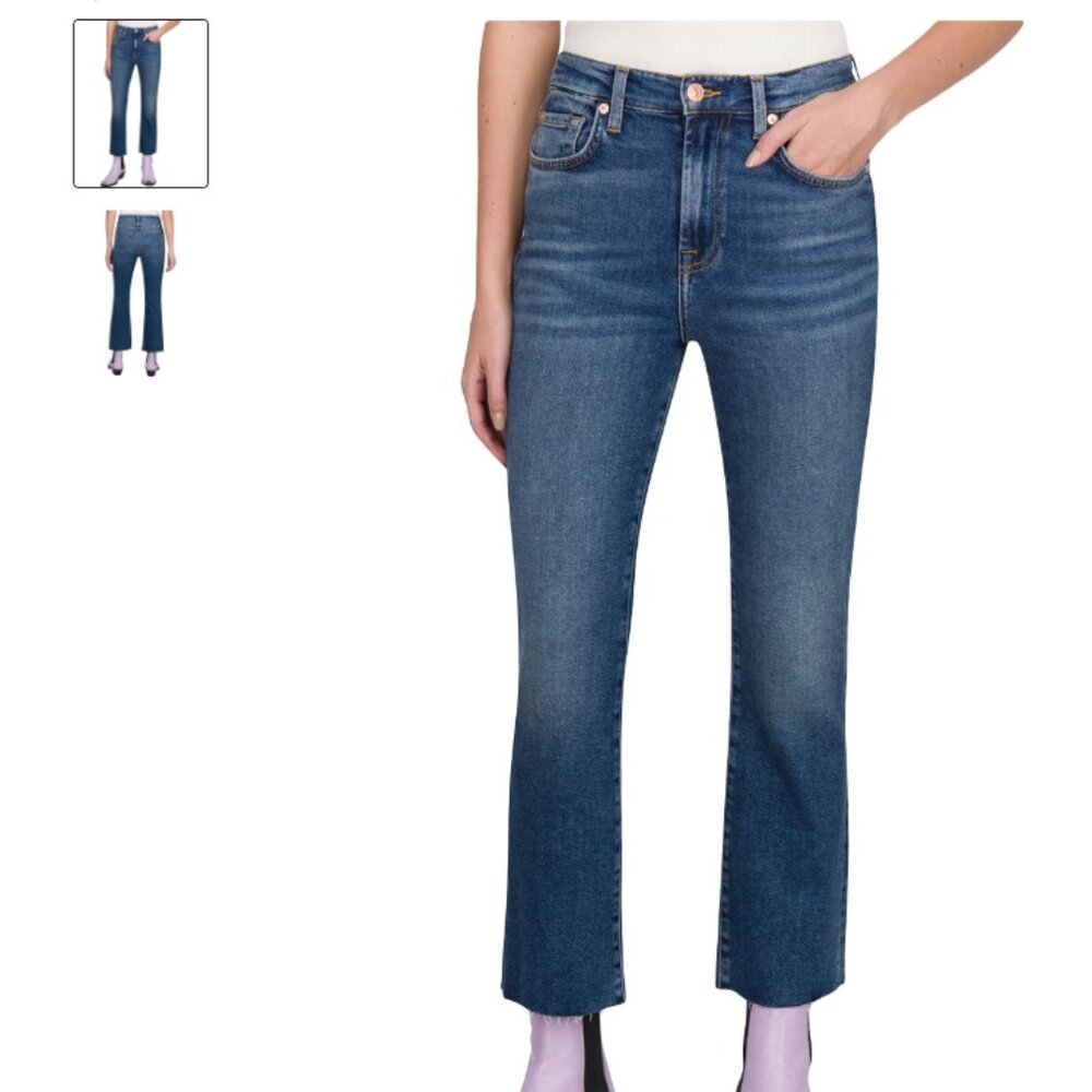 7 For All Mankind High Waist Slim Kick Blue Print - NWT Size28